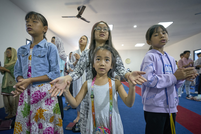 Children participate in worship on May 20 at Hebron United Methodist Church in Lalitpur, Nepal. Photo by Paul Jeffrey, UM News.