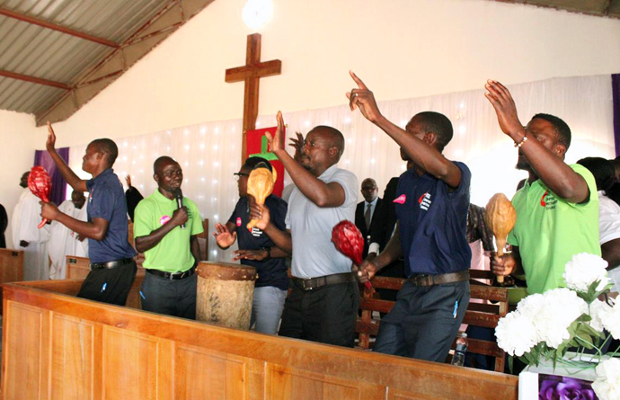 The Chitenderano Men’s Choir performs during the dedication ceremony for United Methodist Chitenderano Church’s new sanctuary Sept. 24 in Rusape, Zimbabwe. Photo by Kudzai Chingwe, UM News.