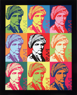 “Warhol Sequoyah” by Jeff Edwards portrays Sequoyah, creater of the Cherokee syllabary, in a style popularized by the late artist Andy Wahol. Edwards often uses the famous Sequoyah portrait in the styles of other artists. Photo courtesy of Global Ministries. 
