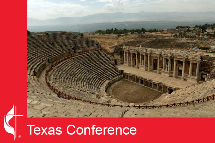 The Hierapolis Roman Theater in Pamukkale which dates to the 2nd century AD, is one of the best preserved theaters in Turkey. A group led by the Rev. Trey Comstock traveled to places visited by the apostle Paul. Photo courtesy of the Texas Conference.