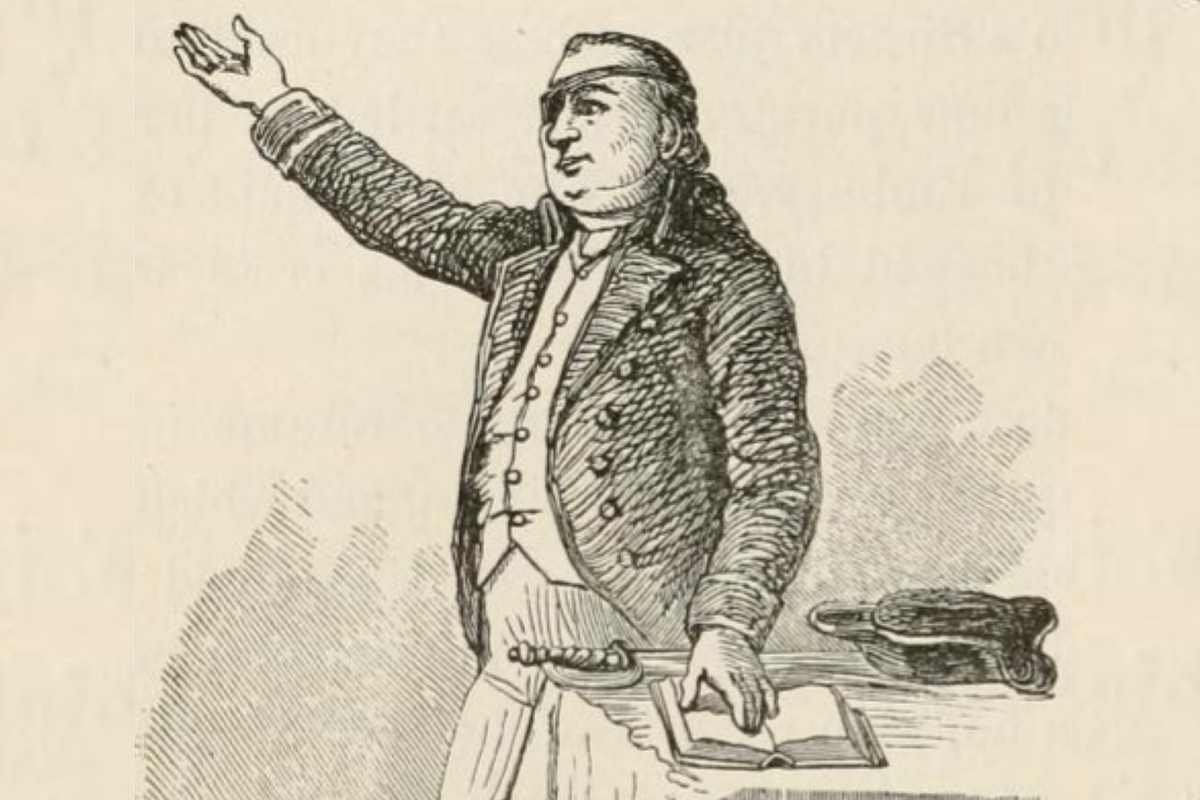 An image of Captain Thomas Webb preaching. Image from Internet Archive: 'The Illustrated History of Methodism in Great Britain, America, and Australia' by W. H. Daniels. Edited from original.
