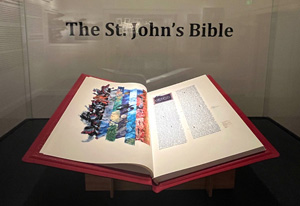 The first volume of Bridwell Library’s Saint John’s Bible, Heritage Edition. Photo courtesy of Bridwell Library.
