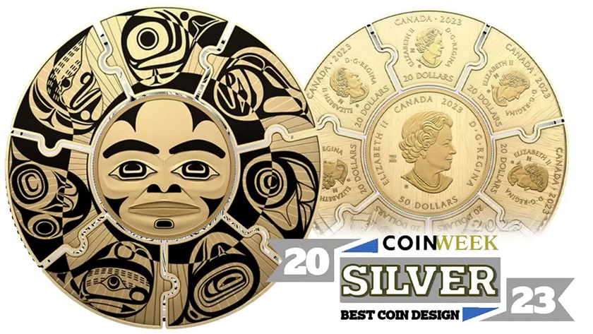 CoinWeek reconoce la moneda Rompecabezas 2023 de la Casa de la Moneda Real: Círculo Celestial y le otorga a su diseño la medalla de plata 2023. Foto cortesía de CoinWeek.