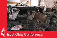 View of a classroom in Keene United Methodist Church in Coshocton, Ohio, shows the extent of damage after fire devastated the church on Feb. 1. Photo by Rick Wolcott, East Ohio Conference.