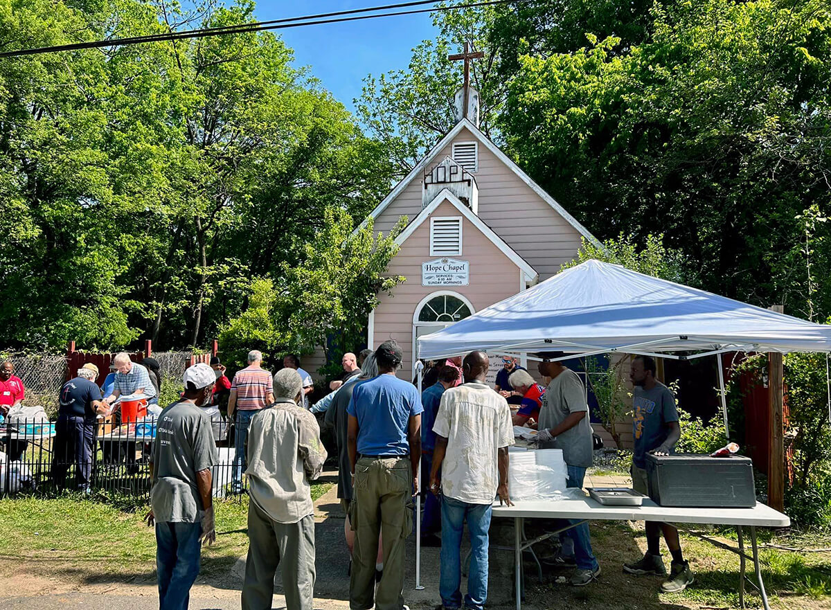 Hope Chapel in Charlotte, N.C., part of the Word on the Street ministry, feeds all-comers four days a week, two at the chapel and two elsewhere in the community. 2023 file photo courtesy of Hope Chapel and Word on the Street Facebook pages.
