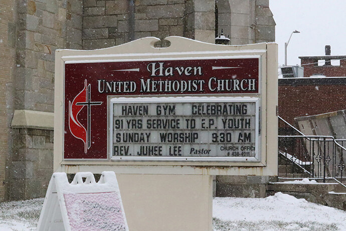 Haven United Methodist Church in East Providence, R.I., is open seven days a week for ministries such as Alcoholics Anonymous, Narcotics Anonymous, youth basketball, a thrift shop, and a community music project. The church serves about five hundred people weekly. Photo by Rev. Thomas E. Kim, UM News.