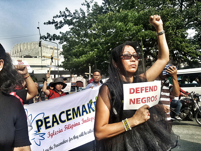Norma P. Dollaga, a United Methodist deaconess, joins other religious groups during a 2019 protest decrying the killings and violence on Negros Island in the Philippines. A longtime champion of human rights, Dollaga has been named the 2024 recipient of the World Methodist Peace Award. File photo courtesy of Tetang Dollaga, UM News.