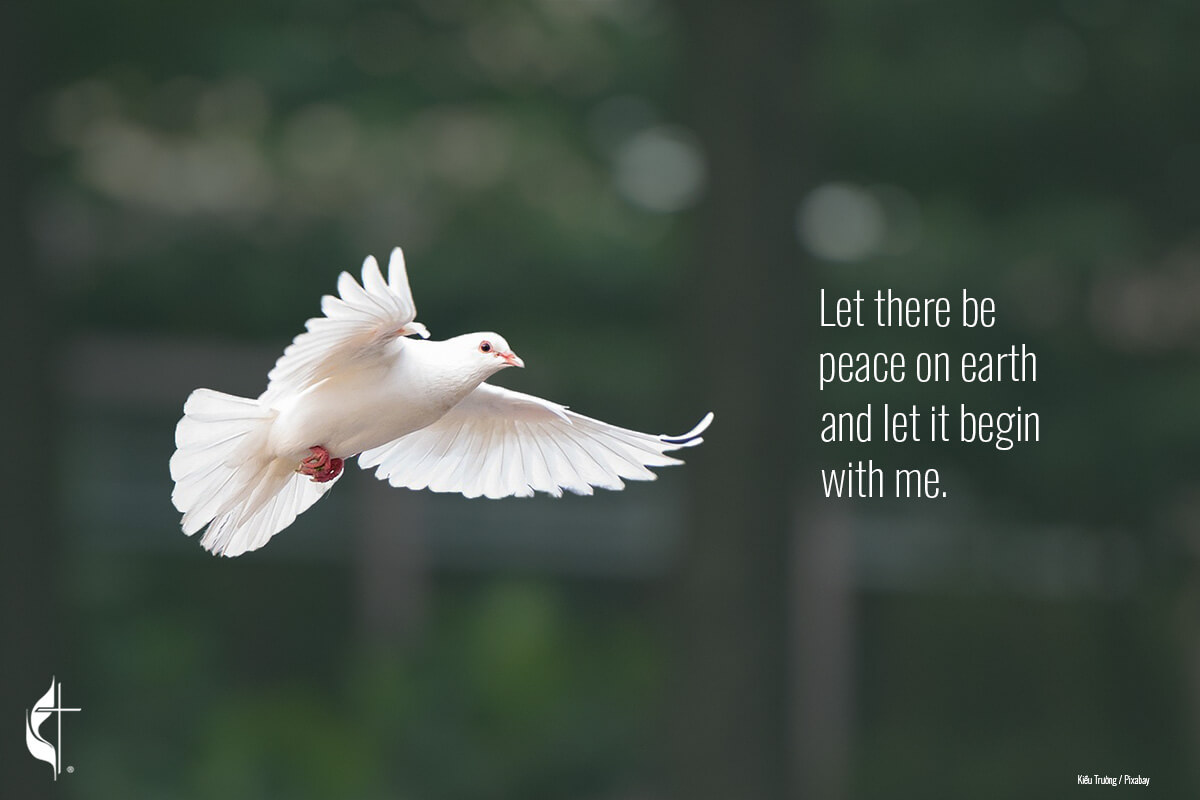 United Methodist leaders are calling for peacemaking in the aftermath of an assassination attempt on current presidential candidate and former President Donald Trump. Photo by Kiều Trường, courtesy of Pixabay; graphic by Laurens Glass, UM News.
