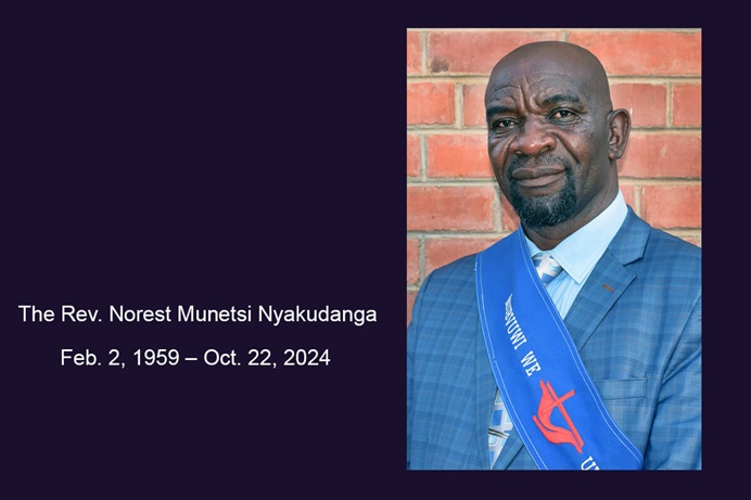 Evangelist Norest Munetsi Nyakudanga died Oct. 22 while preaching at Chisipiti United Methodist Church in Harare, Zimbabwe. He was bestowed with a posthumous honorary ordination at his burial. Photo by Eveline Chikwanah, UM News. Evangelist Norest Munetsi Nyakudanga died Oct. 22 while preaching at Chisipiti United Methodist Church in Harare, Zimbabwe. He was bestowed with a posthumous honorary ordination at his burial. Photo by Eveline Chikwanah, UM News.