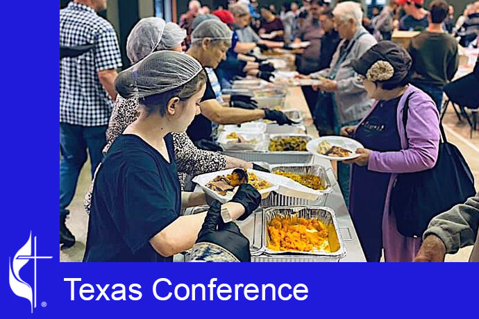 Volunteers at Klein United Methodist Church in Spring, Texas, spend Monday through Wednesday cooking turkey and preparing side dishes before welcoming guests on Thanksgiving Day. Photo courtesy of The Texas Conference.