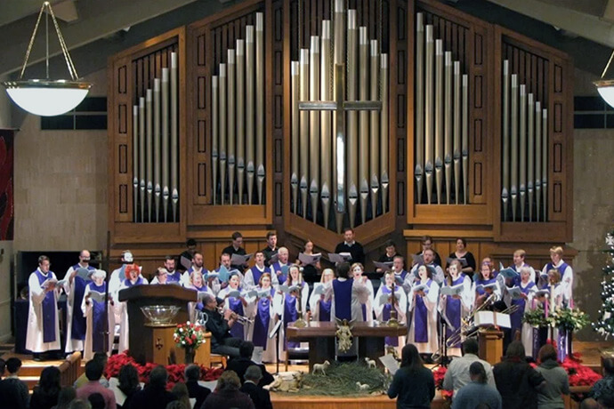 The St. John's United Methodist Church Choir in Lubbock, Texas, performs "My Soul Gives Glory to My God." Photo courtesy of St. John's United Methodist Church.