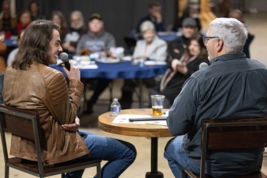 The Rev. Dale Cohen (right) leads a discussion about the differences between solitude and loneliness with singer-songwriter Bay Simpson during Crafted Conversations at the Singin’ River Brewing Co. in Florence, Ala. Cohen is senior pastor of First United Methodist Church in Florence. The Rev. Dale Cohen (right) leads a discussion about the differences between solitude and loneliness with singer-songwriter Bay Simpson during Crafted Conversations at the Singin’ River Brewing Co. in Florence, Ala. Cohen is senior pastor of First United Methodist Church in Florence.