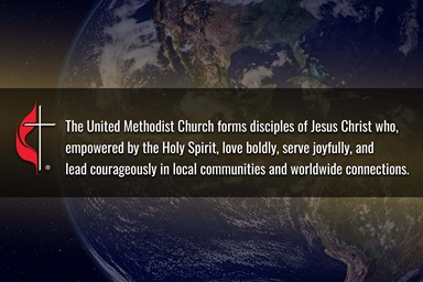 The Council of Bishops and Connectional Table have collaborated in developing a new vision statement for the denomination: The United Methodist Church forms disciples of Jesus Christ who, empowered by the Holy Spirit, love boldly, serve joyfully, and lead courageously in local communities and worldwide connections. Earth image by NASA Space Observatory; graphic by Laurens Glass, UM News. The Council of Bishops and Connectional Table have collaborated in developing a new vision statement for the denomination: The United Methodist Church forms disciples of Jesus Christ who, empowered by the Holy Spirit, love boldly, serve joyfully, and lead courageously in local communities and worldwide connections. Earth image by NASA Space Observatory; graphic by Laurens Glass, UM News.