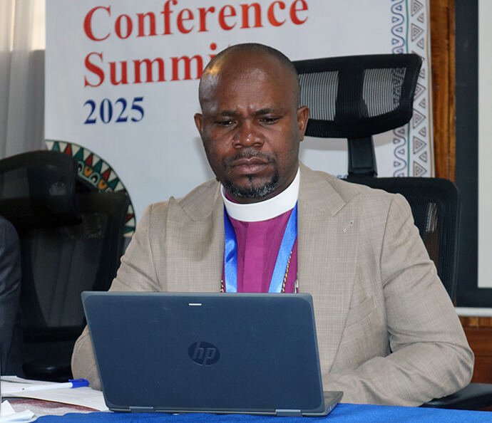 Bishop Ande I. Emmanuel, who leads United Methodists in Nigeria, Cameroon and Senegal, chairs one of the meeting sessions of the Africa Methodist Council’s heads of Methodist conferences summit in Nairobi, Kenya. Emmanuel said regionalization would affect not only The United Methodist Church but also African Methodism as a whole. Photo by Eveline Chikwanah, UM News.