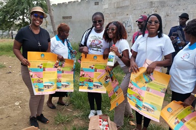 Tapiwanashe Moreblessing Manyeza (left) and youth from the West Angola Conference participate in an educational campaign in Luanda, Angola, in response to a cholera outbreak in January. Working with the church’s health department as a Global Mission Fellow, Manyeza partnered with the Angola Council of Churches to help identify communities to visit to raise awareness about the outbreak and  distribute pamphlets and hygiene packs. Photo courtesy of Tapiwanashe Moreblessing Manyeza. Tapiwanashe Moreblessing Manyeza (left) and youth from the West Angola Conference participate in an educational campaign in Luanda, Angola, in response to a cholera outbreak in January. Working with the church’s health department as a Global Mission Fellow, Manyeza partnered with the Angola Council of Churches to help identify communities to visit to raise awareness about the outbreak and  distribute pamphlets and hygiene packs. Photo courtesy of Tapiwanashe Moreblessing Manyeza.