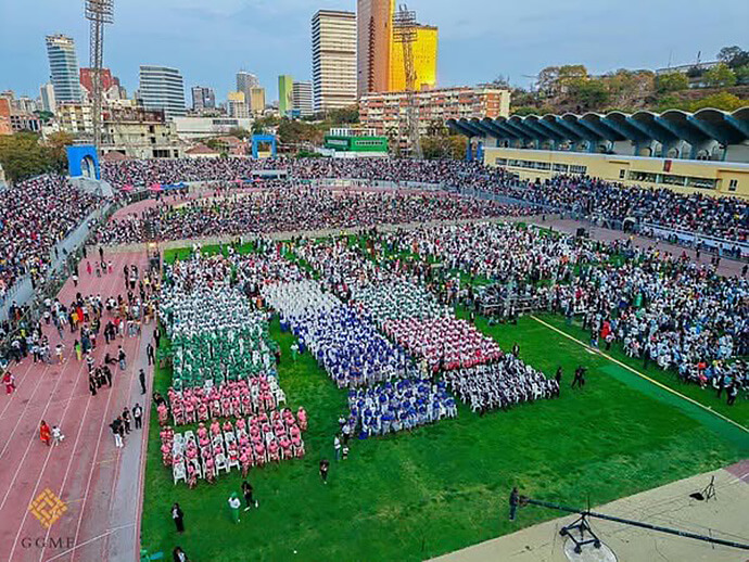 Uma visão panorâmica sobre a 3ª edição do festival Ecos do Metodismo realizado no Estádio Dos Coqueiros em Luanda. Foto cortesia de Ecos do Metodismo.