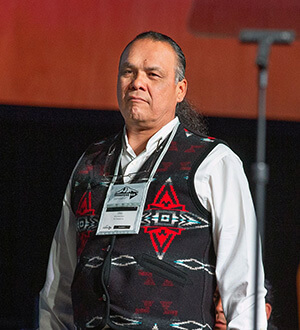 Otto Braided Hair Jr. participates in the report on the 1864 Sand Creek Massacre presented to the 2016 United Methodist General Conference in Portland, Ore. File photo by Mike DuBose, UM News.