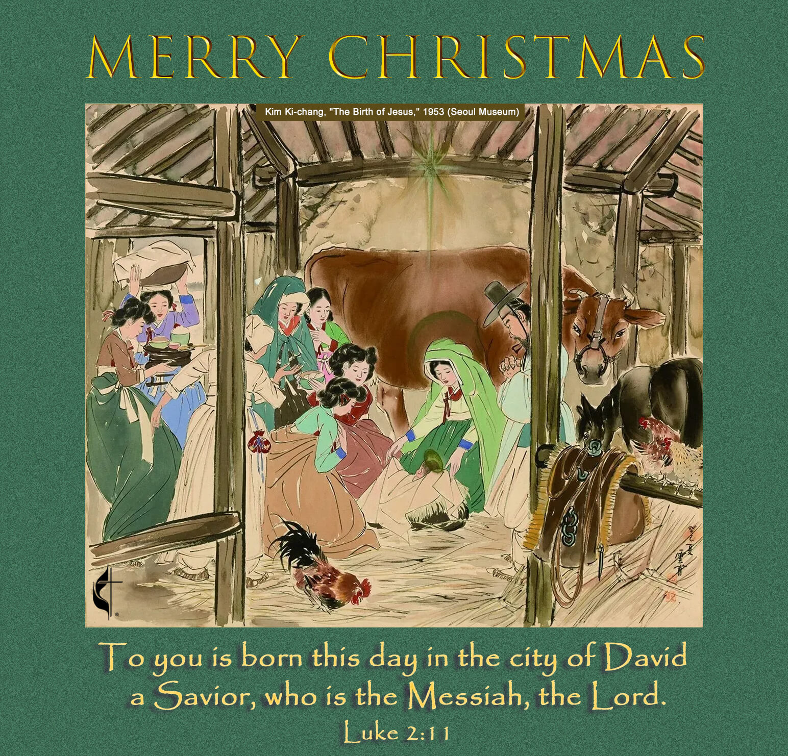 "The Birth of Jesus," 1953, by Kim Ki-chang; graphic by Laurens Glass, UM News