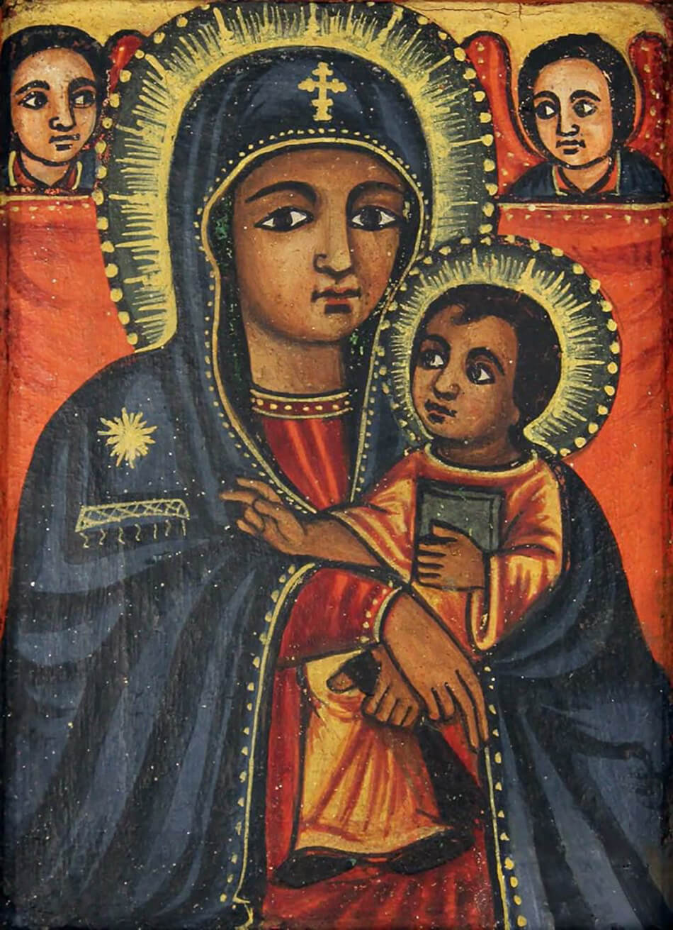 Iconografía cristiana etíope de la Virgen María con el Niño Jesús, conocida generalmente como Theotokos (“Madre de Dios”). Foto cortesía de la autora.