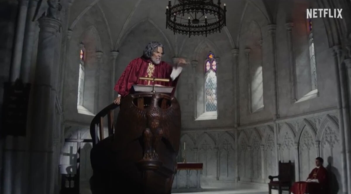 영화 <나이브스 아웃: 웨이크 업 데드 맨(Knives Out - Wake up Dead Man)> 트레일러의 한 장면 갈무리. 출처, IMDb.