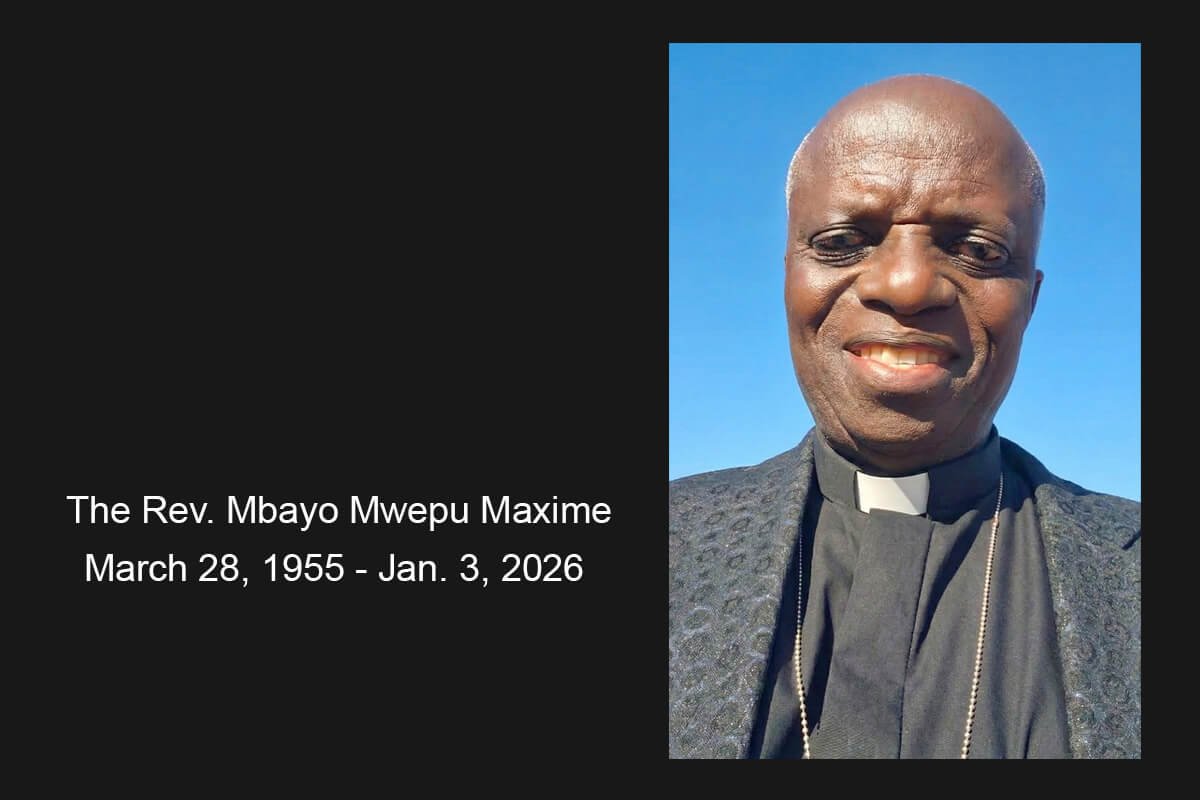 The Rev. Mbayo Mwepu Maxime, a leader of evangelism in North Katanga, Congo, who helped translate the Bible into the regional native language, has died at the age of 70.
