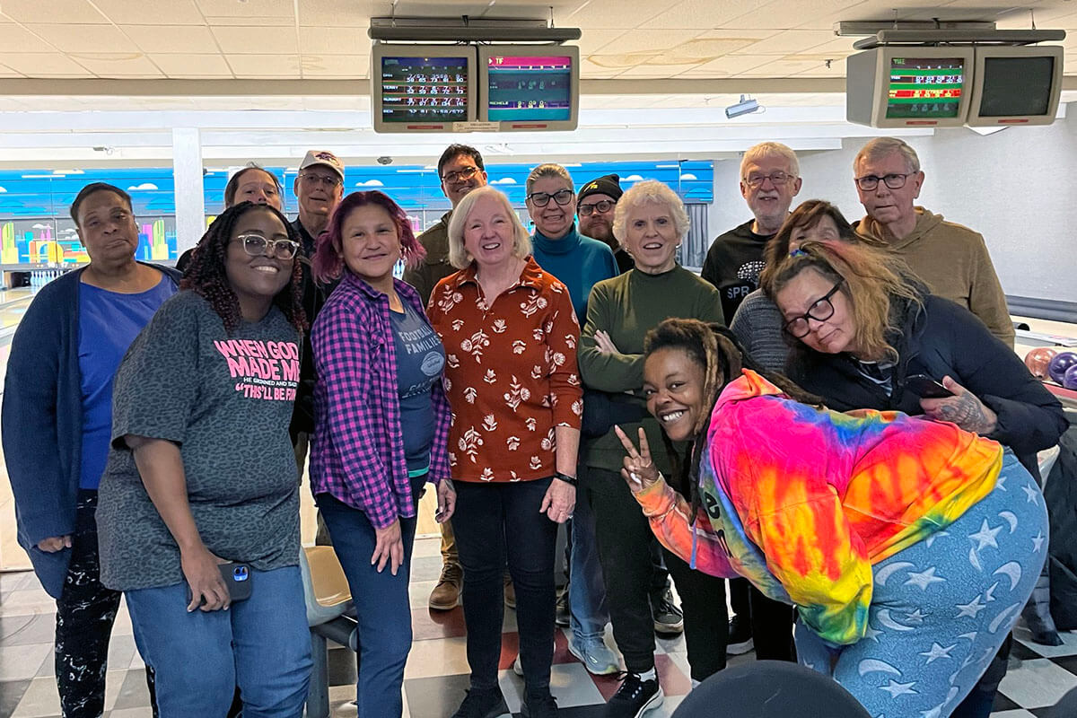 Members of Marvin United Methodist Church in Winston-Salem, N.C., pose with the Women of Vision group from City with Dwellings, a ministry that helps people get housing, health care and other support. Marvin United Methodist Church received a $100,000 grant from neighboring Sherwood Forest United Methodist Church to help make repairs on its building. Photo courtesy of Marvin United Methodist Church. 