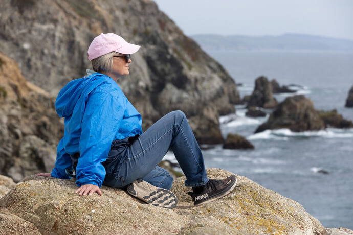 The Rev. Laurie Bayen looks out over the Pacific Ocean at Bodega Head, which she describes as “one of my favorite spots on the planet,” and says that it helped inspire her to create the Sacred Ground app. 