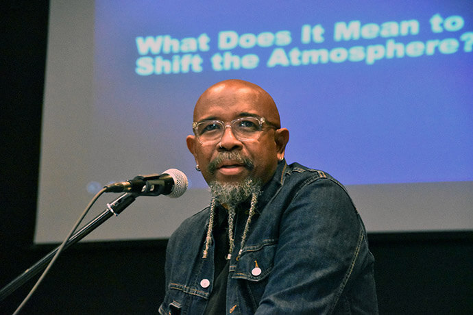 The Rev. Rudy Rasmus, founding copastor of St. John’s Downtown United Methodist Church in Houston, now retired, speaks during Shifting the Atmosphere in Dallas, a worship arts conference featuring plenary and workshop sessions and opportunities for onsite coaching and networking. Photo by John W. Coleman, UM News.