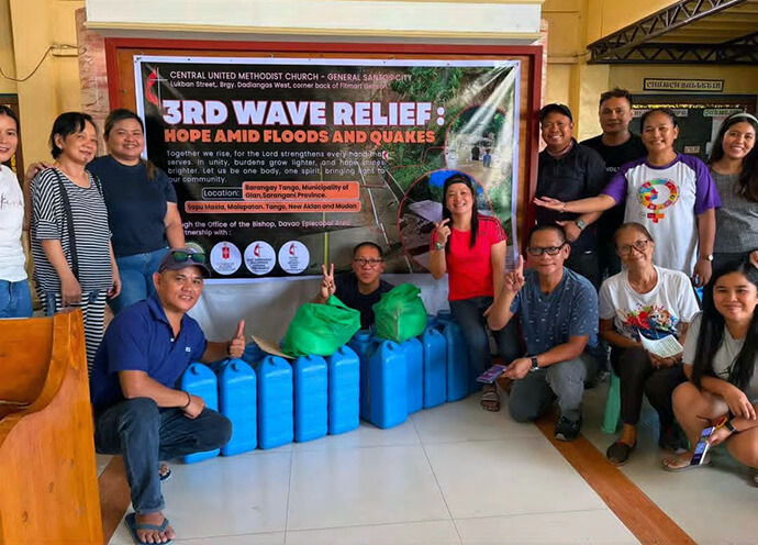 Members of Central United Methodist Church pose for a photo before mobilizing for a third wave of relief operations in Sarangani province, Philippines. Photo courtesy of Rev. Jonathan R. Ulanday. 