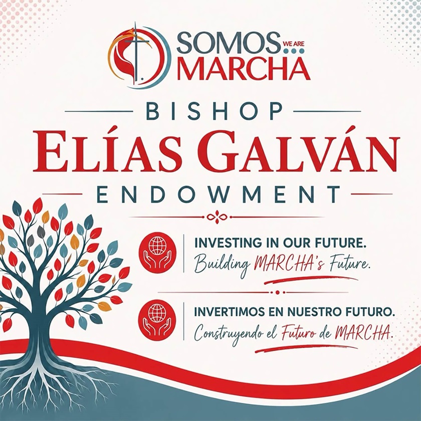 MARCHA está renovando su Fondo Patrimonial Elías Galván para fortalecer la misión de la organización y la sostenibilidad financiera a largo plazo. El fondo honra a Elías Galván, el primer obispo metodista unido hispano. Ilustración cortesía de MARCHA.