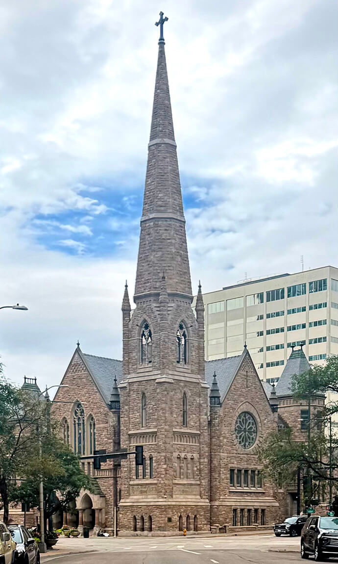 The Sand Creek Massacre Interagency Task Force met Sept. 28 at Trinity United Methodist Church, the oldest Protestant church in Denver. The church was the site of the memorial service for Col. John Chivington, a prominent Methodist pastor, who led the murderous raid on peaceful tribes of Cheyenne and Arapaho people on Nov. 29, 1864. A second day of meetings was held at the Brown Palace Hotel across the street. Photo by Crystal Caviness, United Methodist Communications.