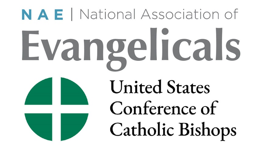 Logotipos de la Asociación Nacional de Evangélicos (arriba) y de la Conferencia de Obispos Católicos de Estados Unidos. (Imágenes cortesía de las organizaciones).